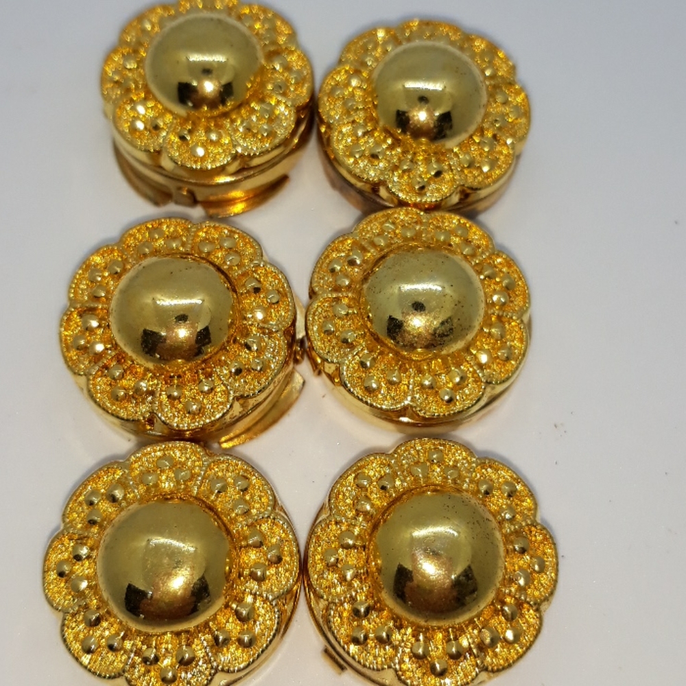 Set of 6 Vintage Goldtone Button Covers